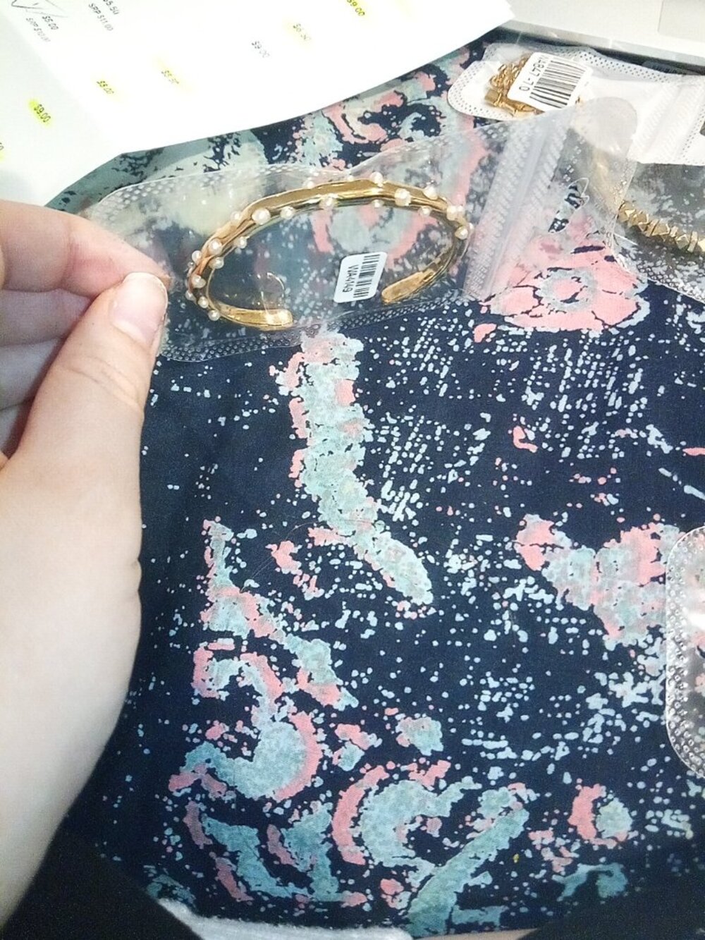 24k gold filled sheli pearl dotted cuff bracelet